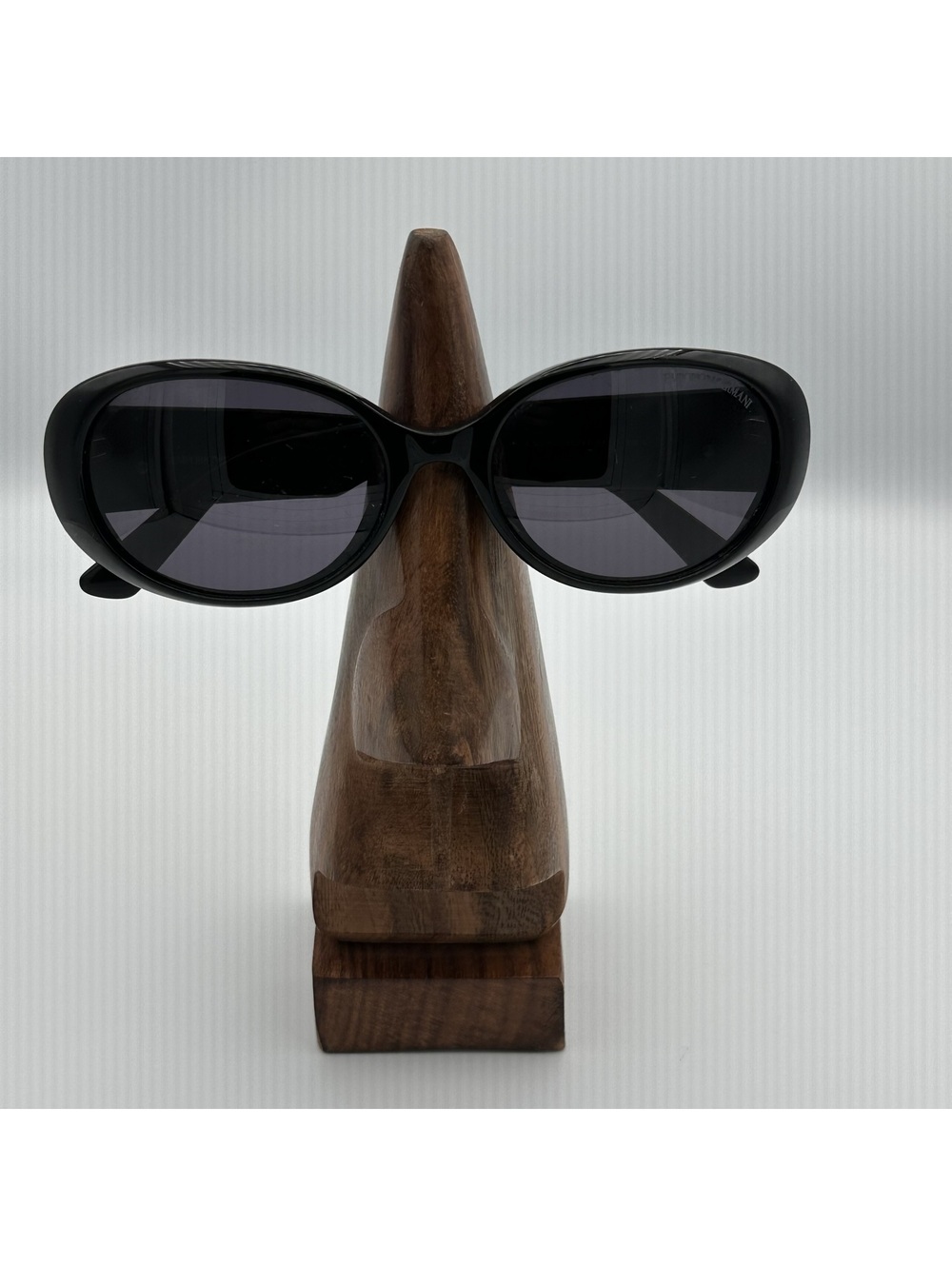 Emporio Armani Black Oval Sunglasses with Logo